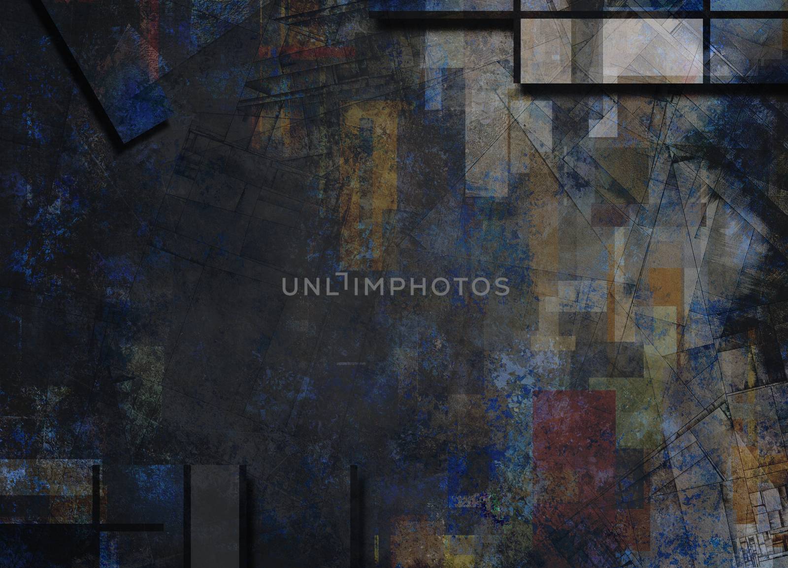 Muted Abstract Background with Geometric Figures. 3D rendering
