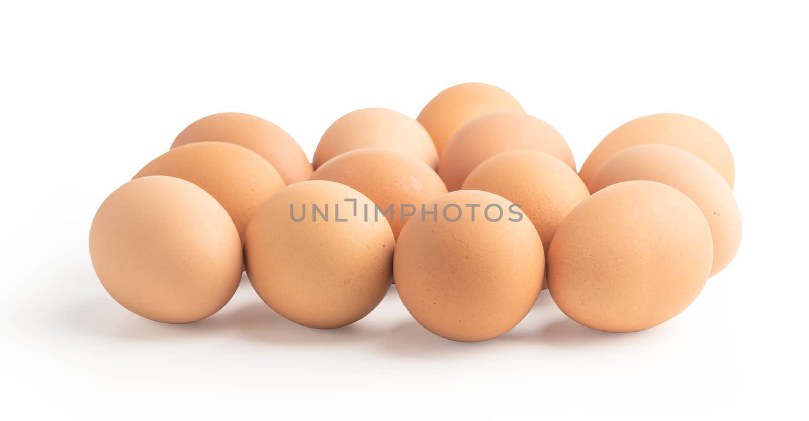 Group of chicken eggs isolated on the white background with clipping paths