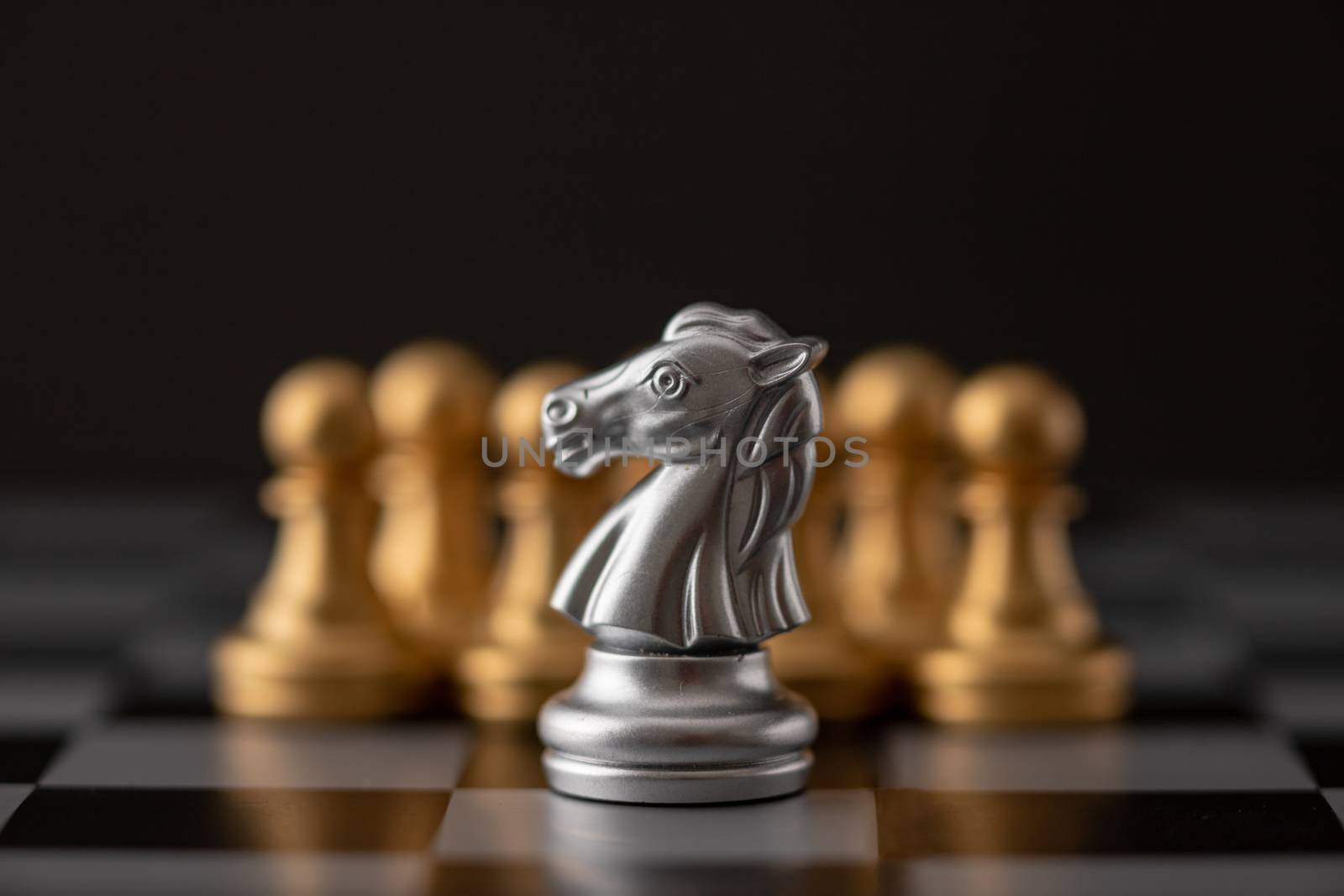 silver horse is the leader of the chess in the game on board.