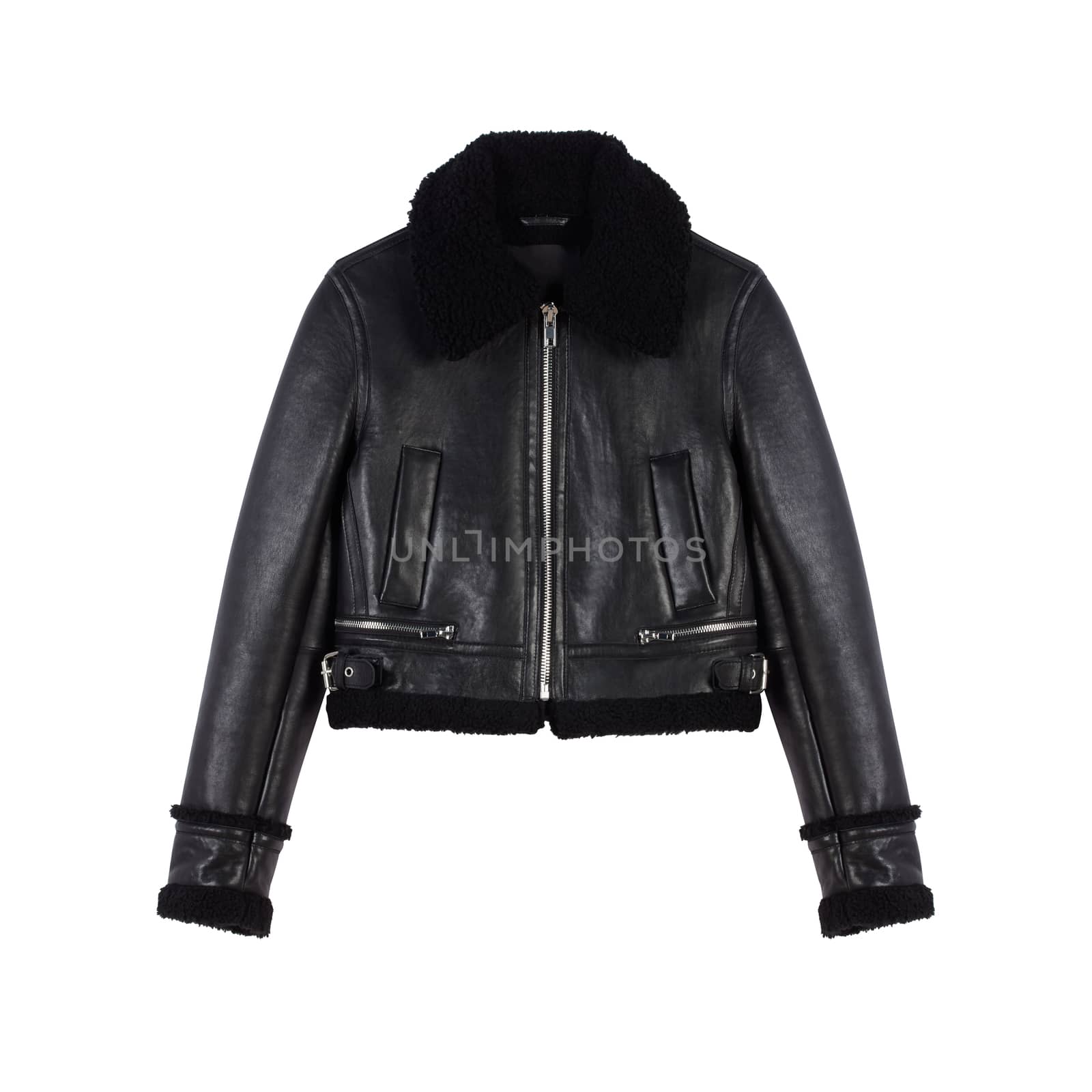 Leather jacket isolated on white with clipping path by uphotopia