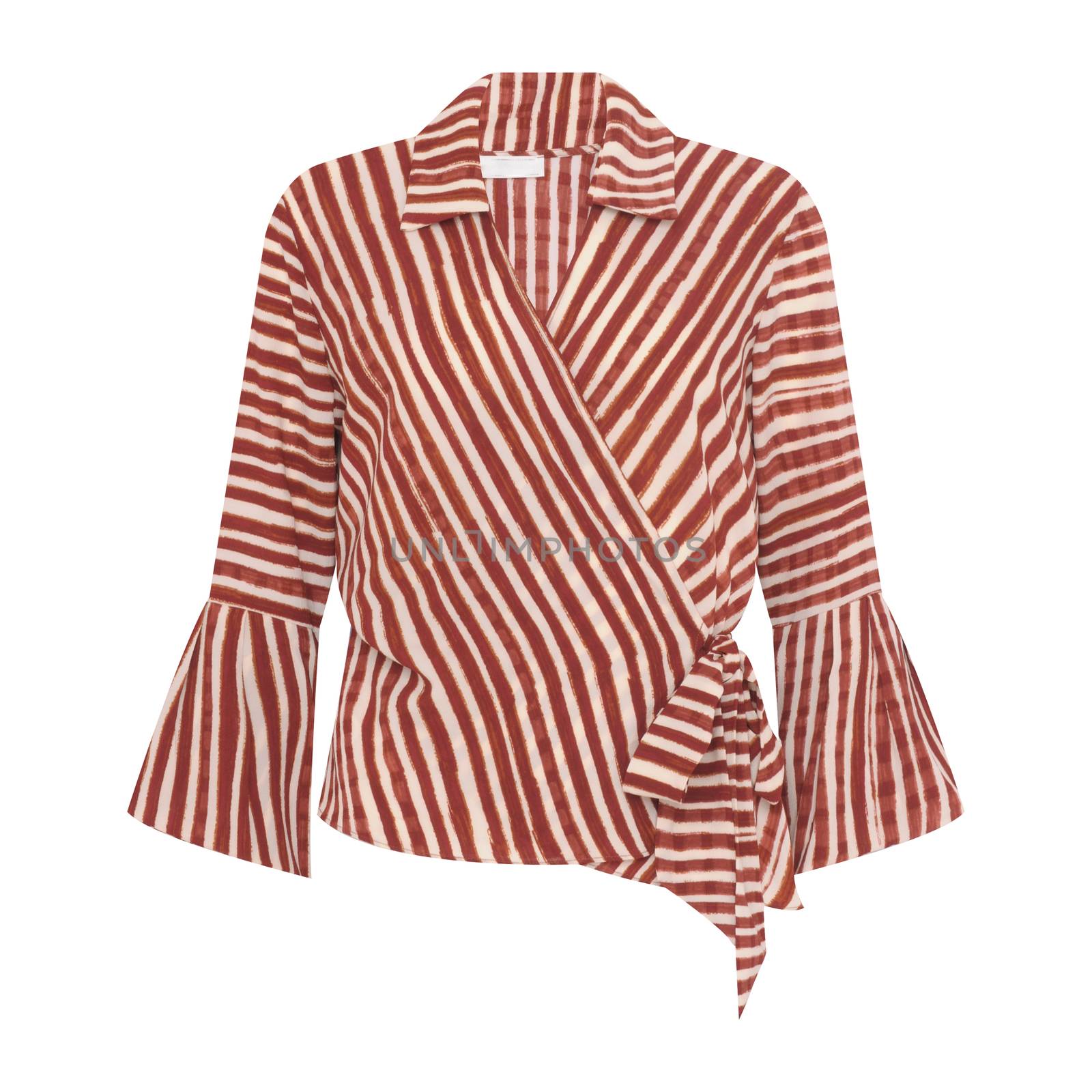 Striped blouse isolated on white with clipping path by uphotopia