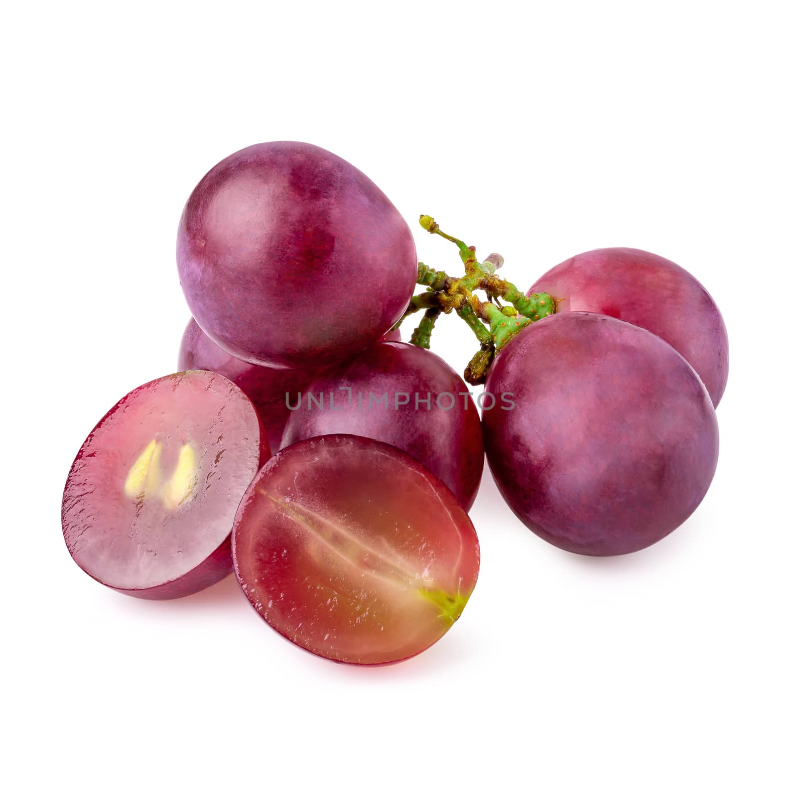 Red Grapes isolated on over white background.