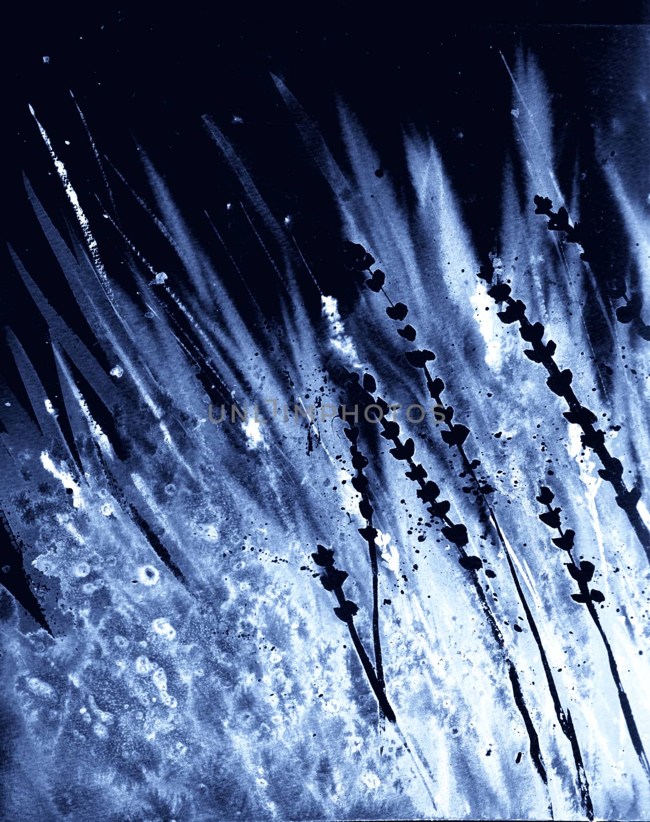 Abstract grass in the wind, dark and blue neon colors. by sshisshka