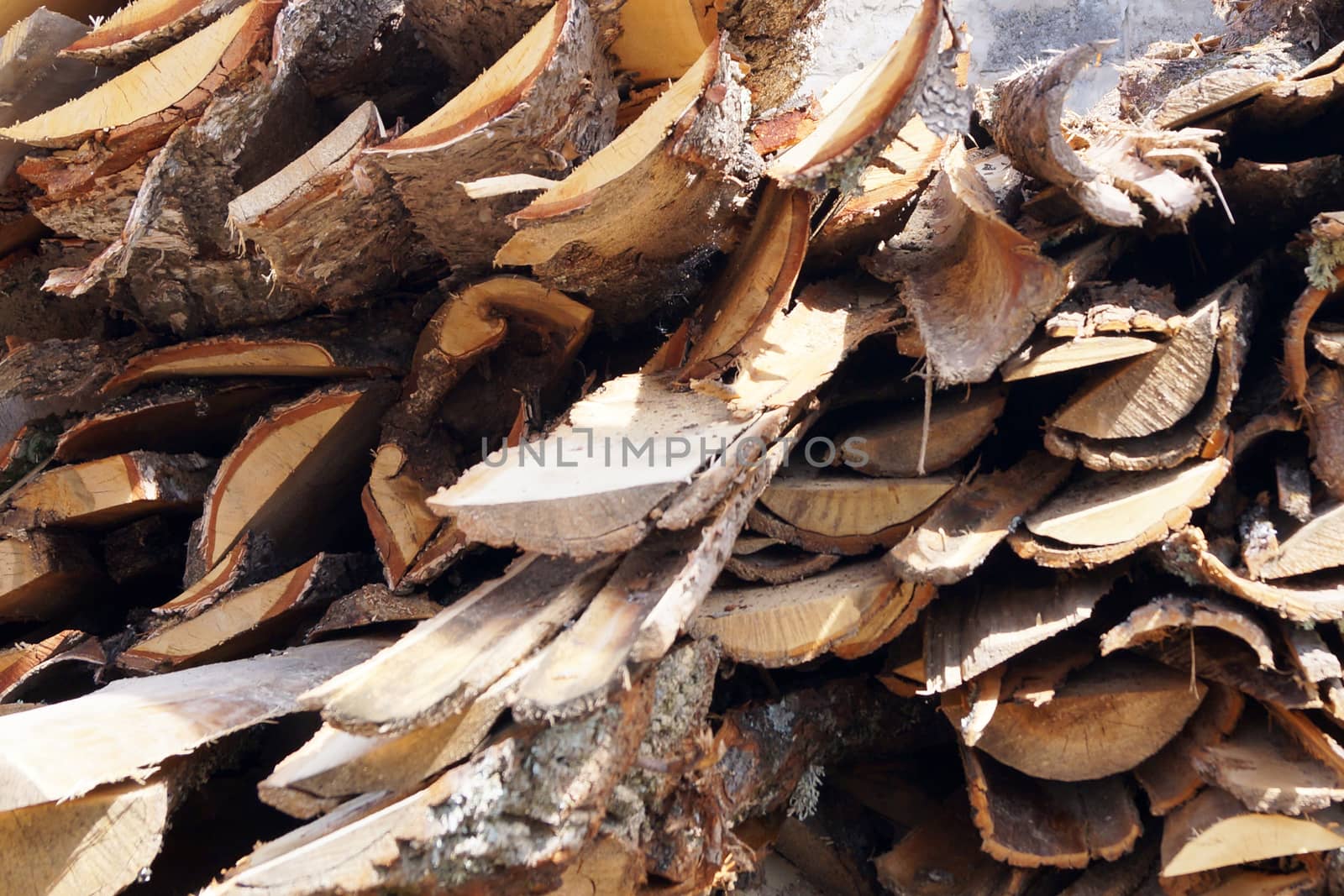 waste from wood production, bark trimming in the open air.