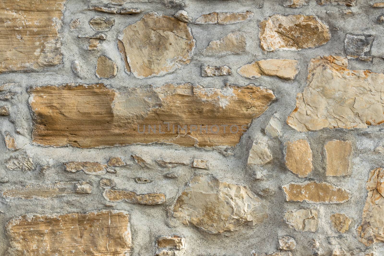 A wall with large stones in irregular shapes.