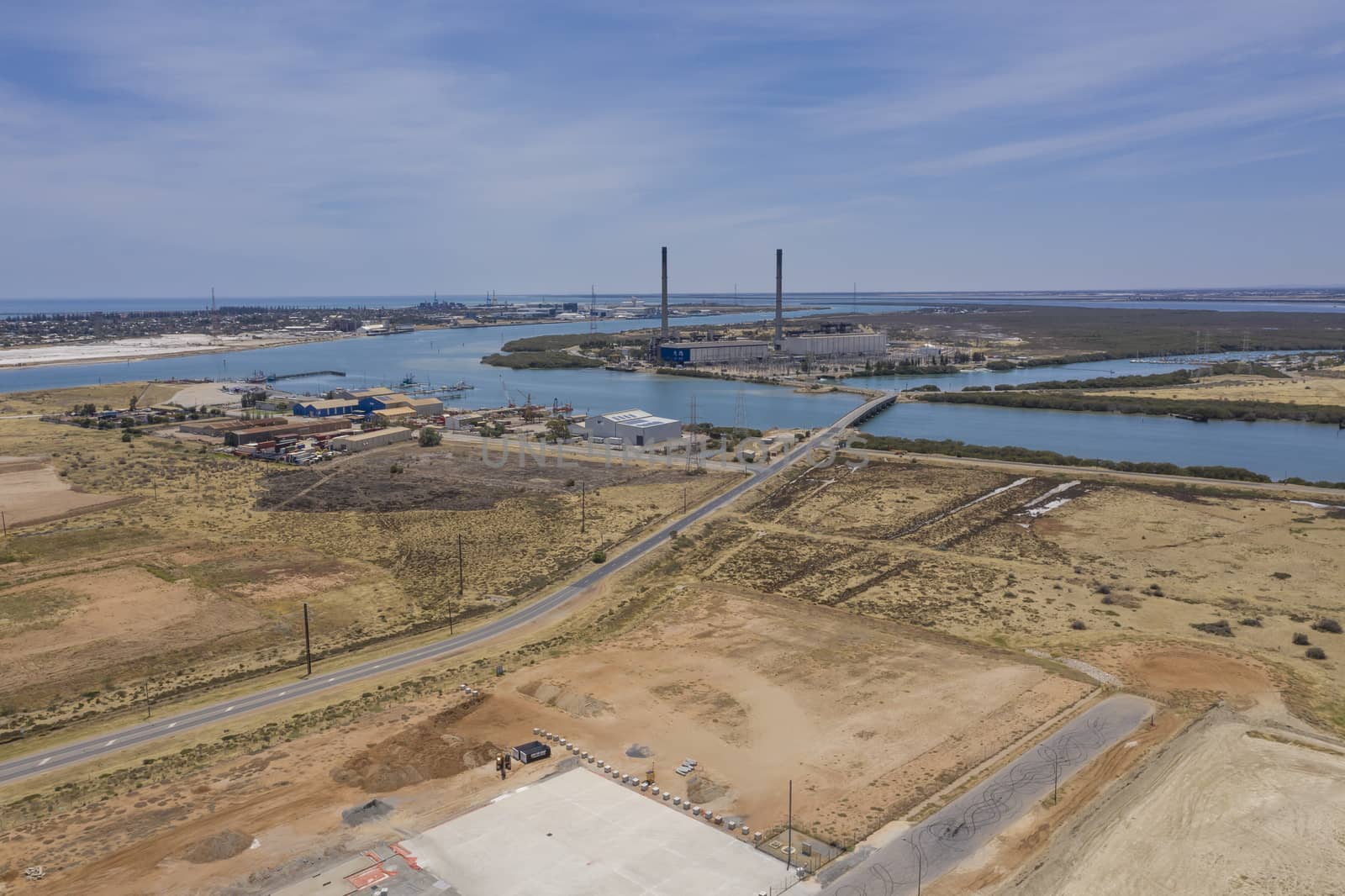 Aerial view of the Torrens Island Power Station in Adelaide in Australia