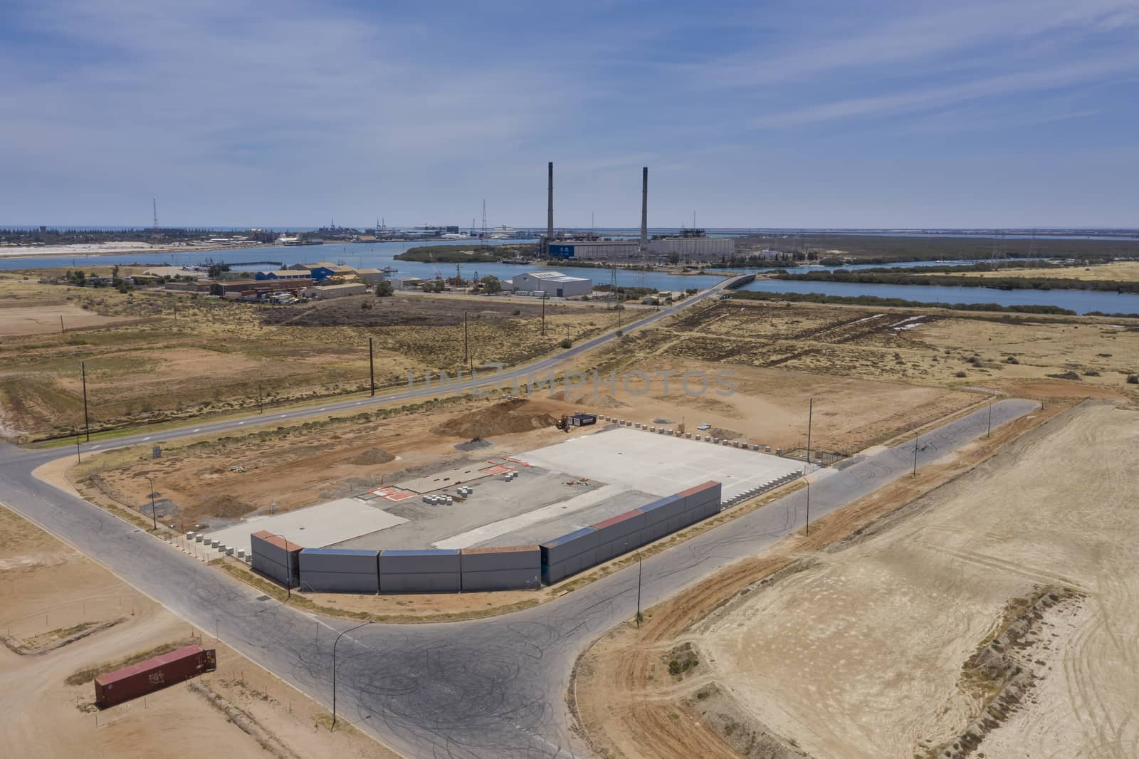 Aerial view of the Torrens Island Power Station in Adelaide in Australia