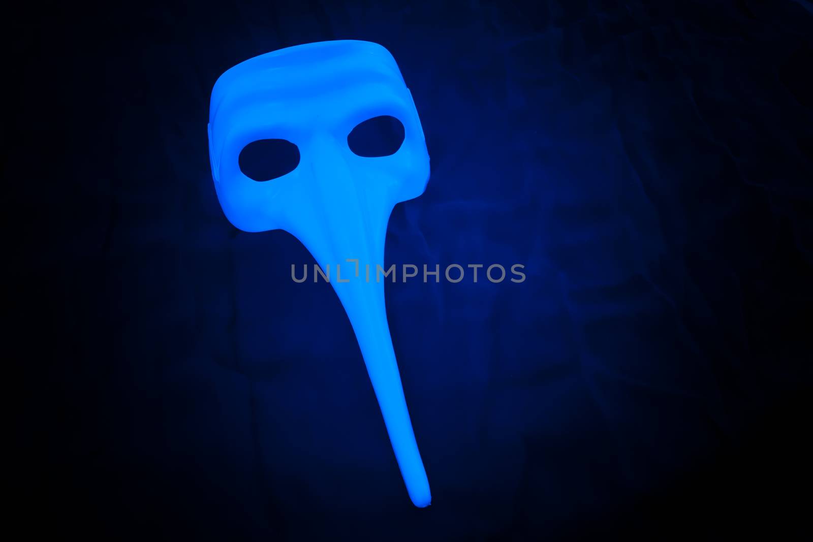 Neon blue glow mask in the dark by DmitrySteshenko