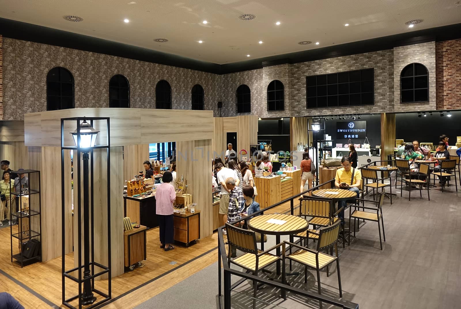 KAOHSIUNG, TAIWAN -- APRIL 14, 2019: A coffee shop inside the recently completed National Center for the Performing Arts located in the Weiwuying Metropolitan Park