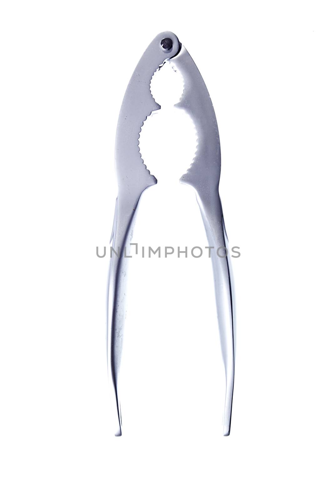 Steel nutcracker isolated on white background with clipping path
