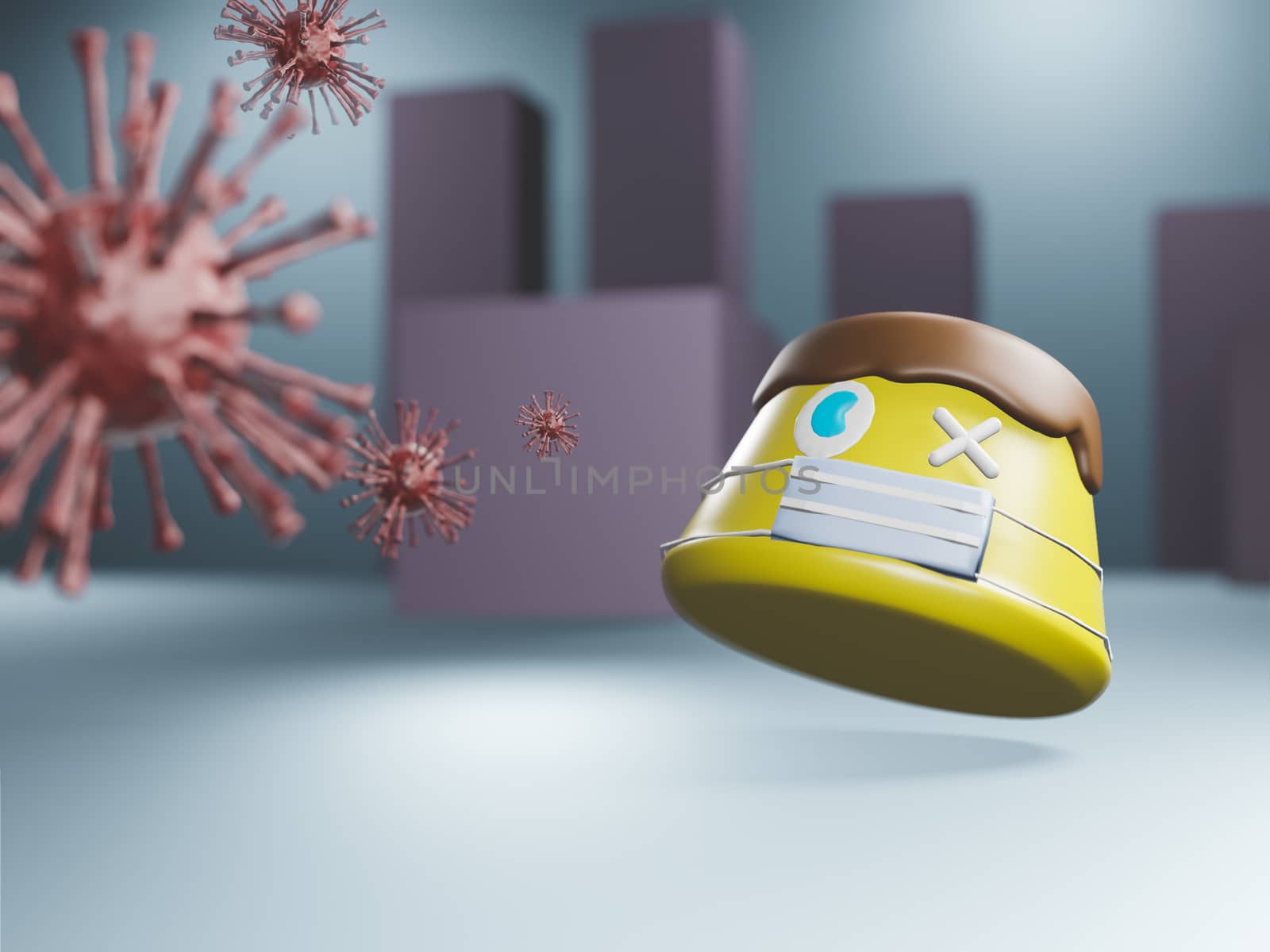 Pudding man scary virus, Covie-19 : 3d rendered by sirawit99