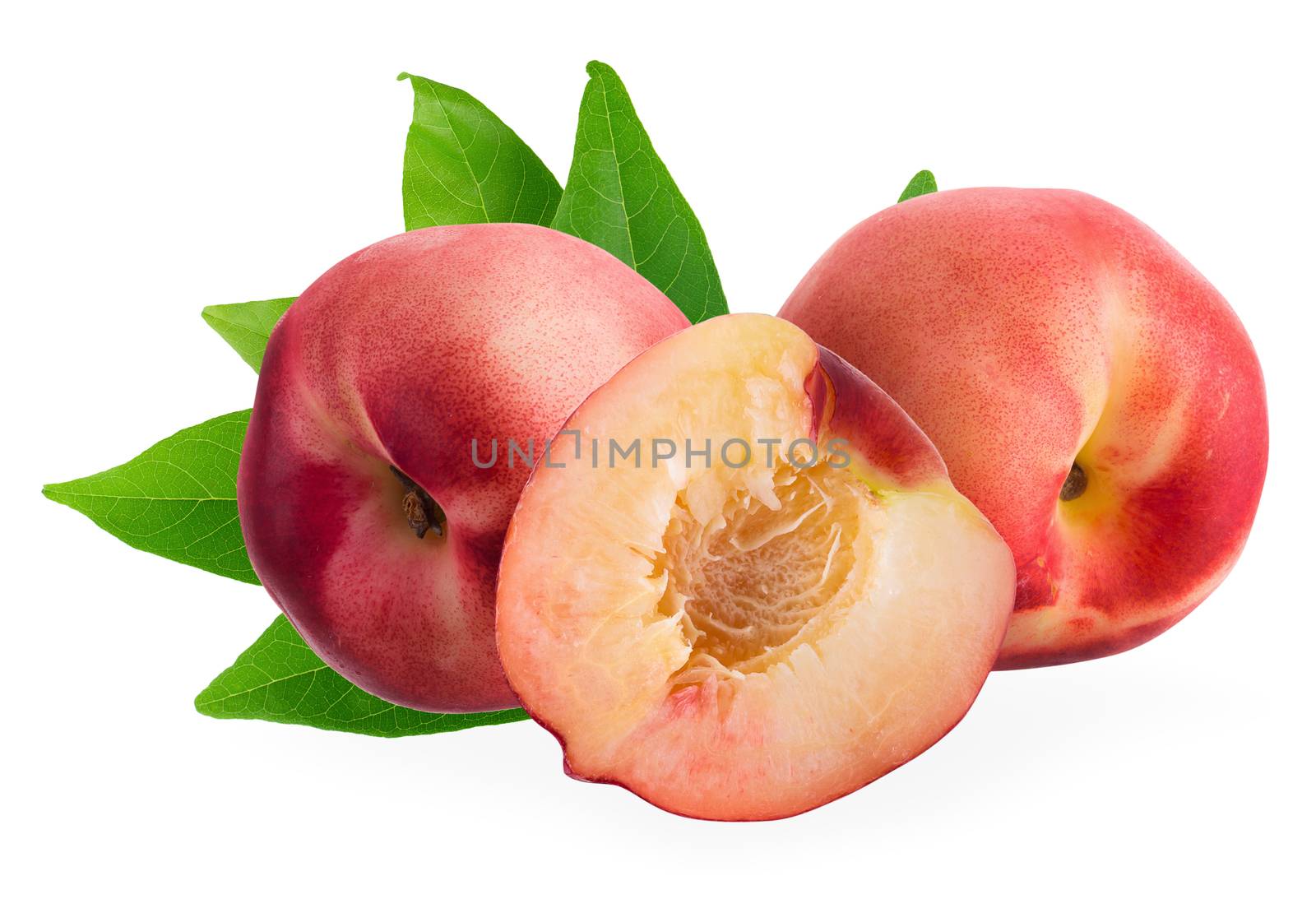 ripe fresh Nectarine fruit isolated on white background.