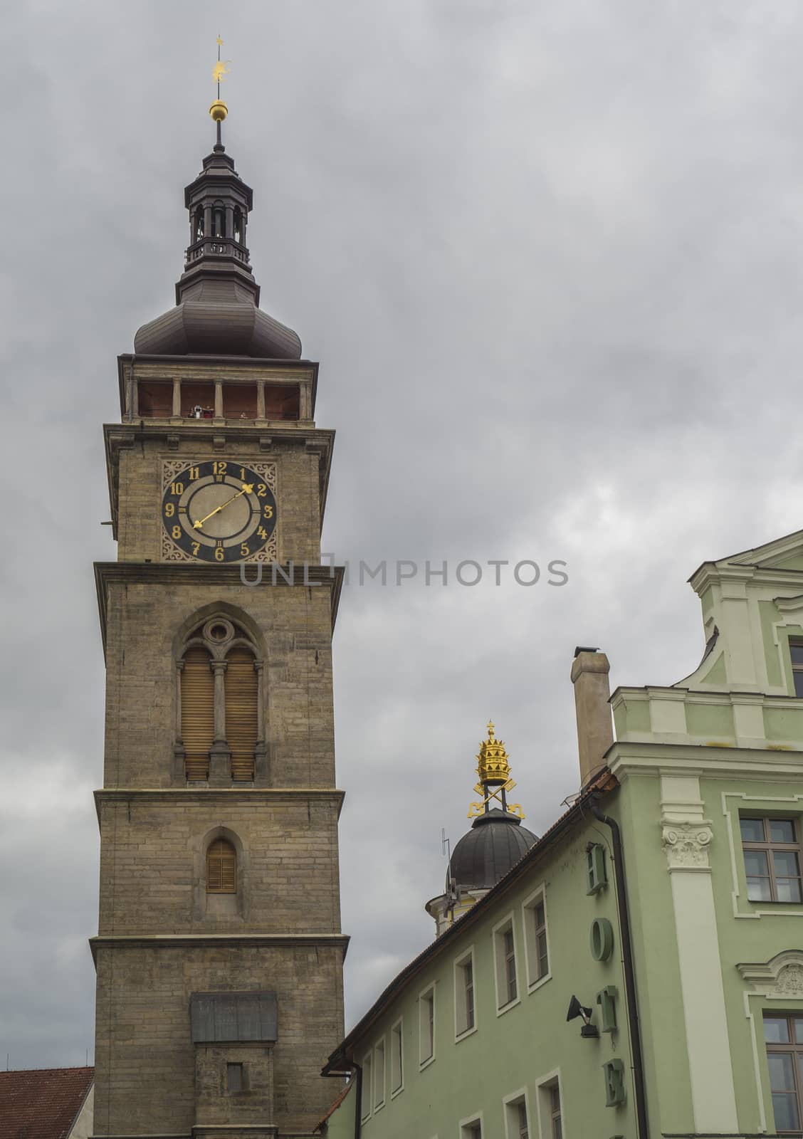 town hall tower in city Hradec Kralove in Czech republic by Henkeova