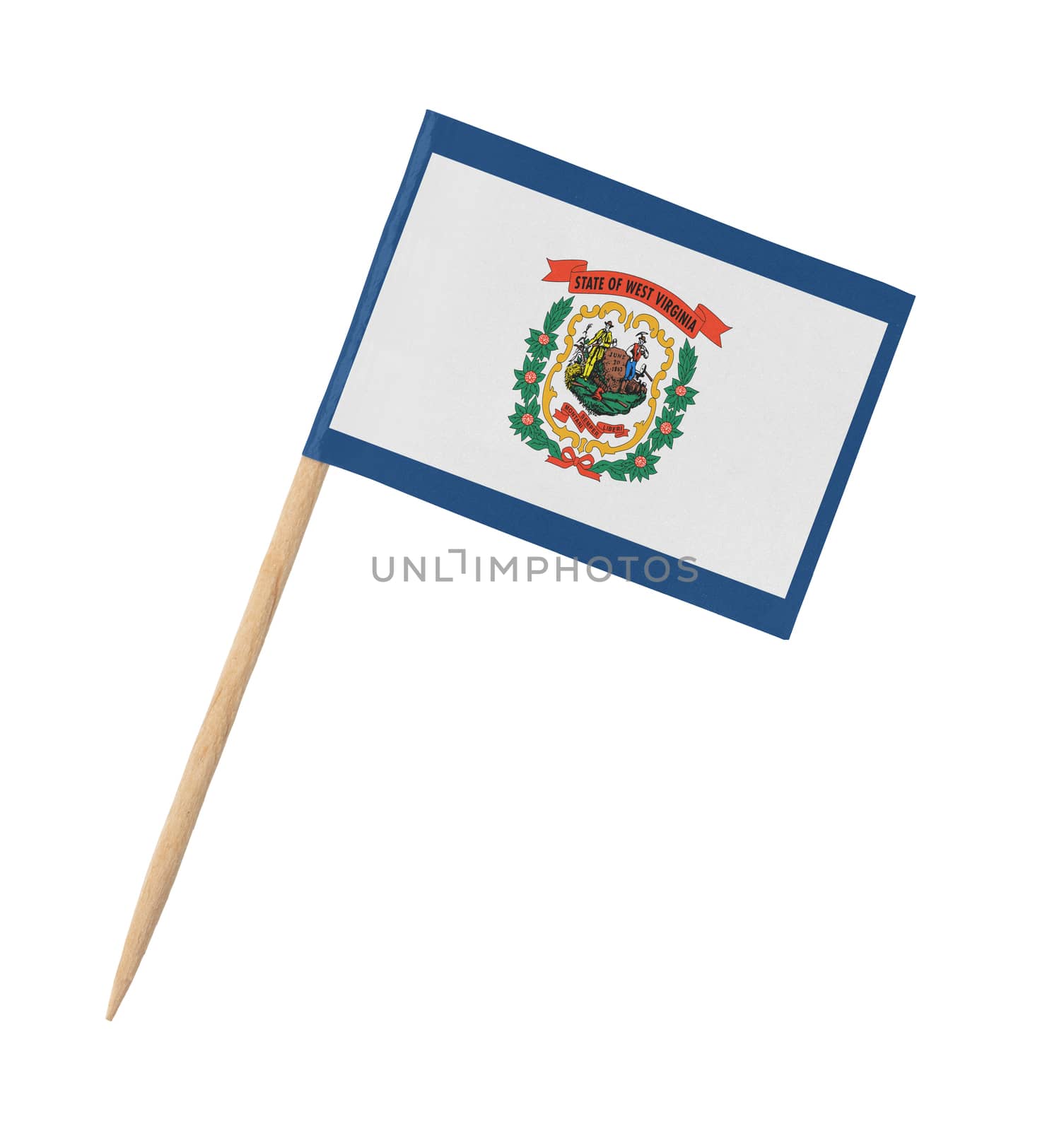 Small paper US-state flag on wooden stick - West Virginia  by michaklootwijk