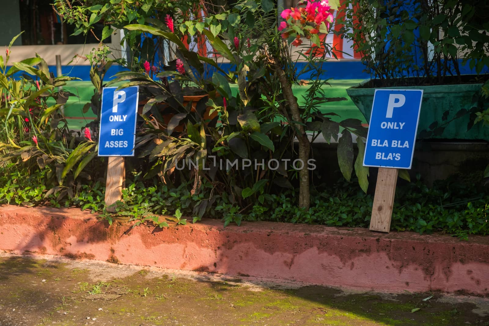 Funny parking signs near the beach of Goa.