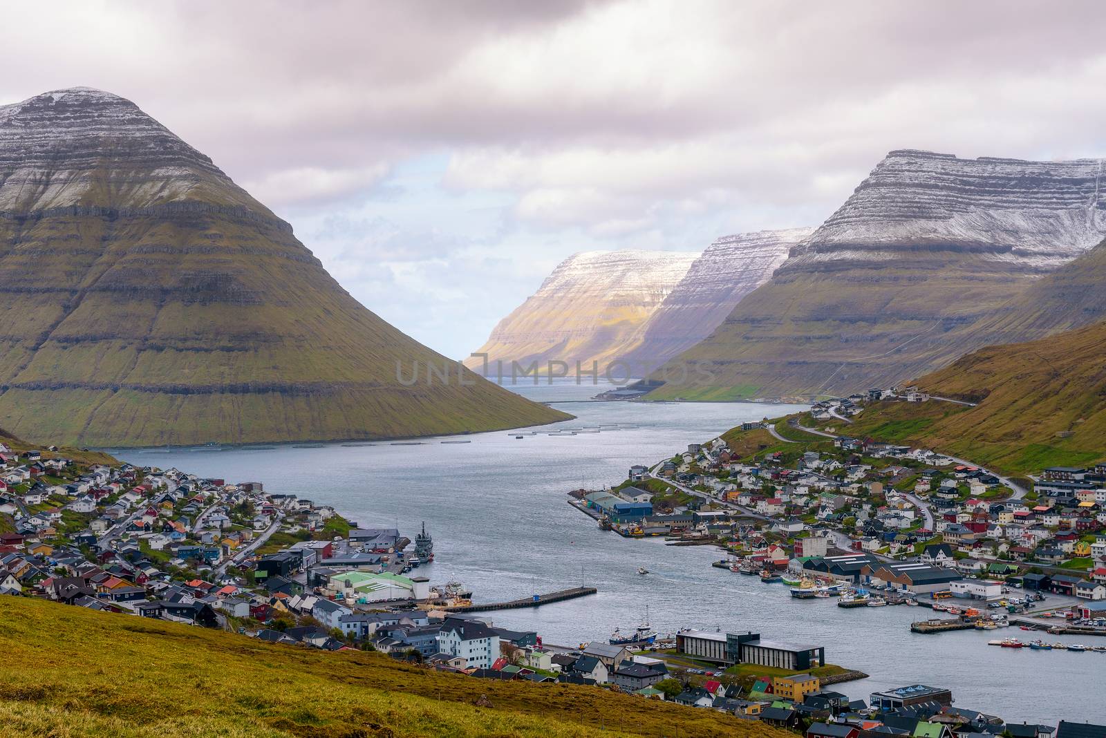 City of Klaksvik on Bordoy island in the Faroe Islands, Denmark