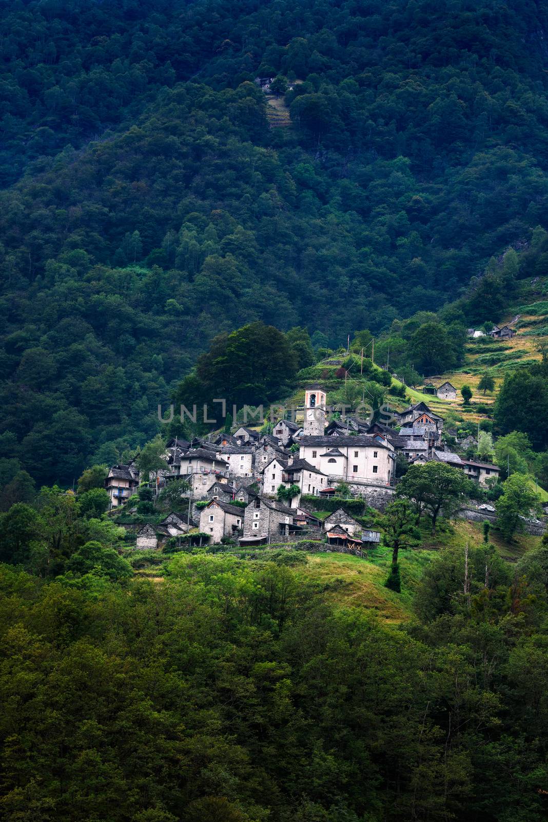 Ancient village of Corippo located near Lavertezzo in Canton Ticino, Switzerland by nickfox