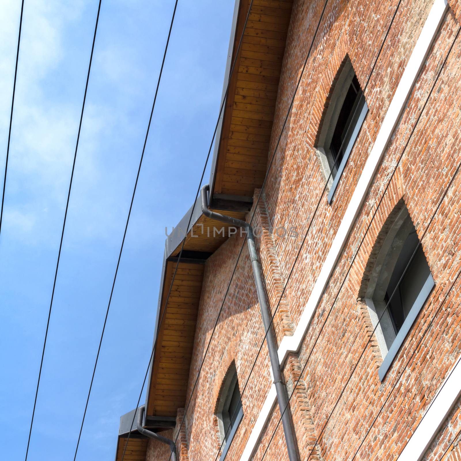 Historic factory building red brick style.