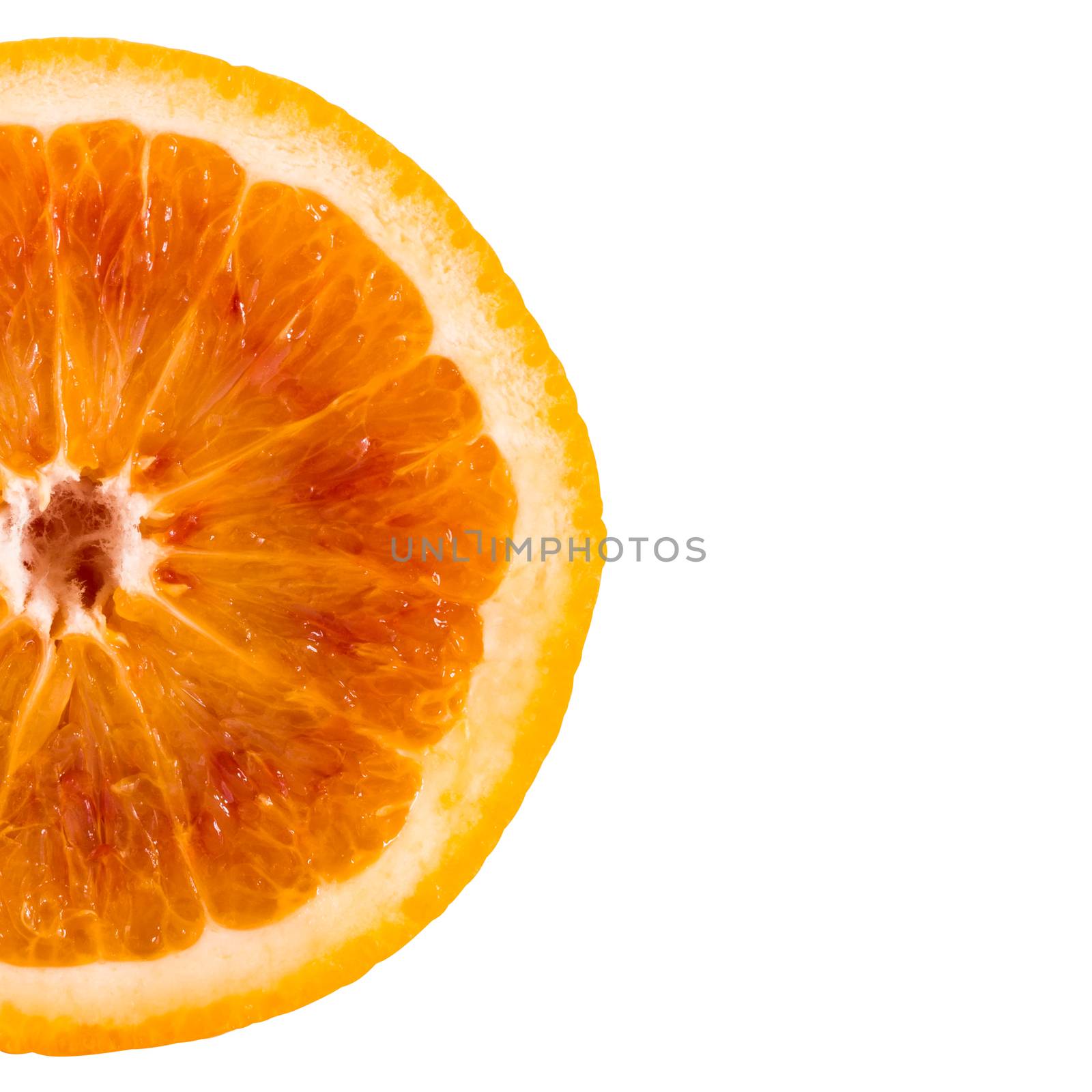 Orange slice isolated on white background for easy clipping path