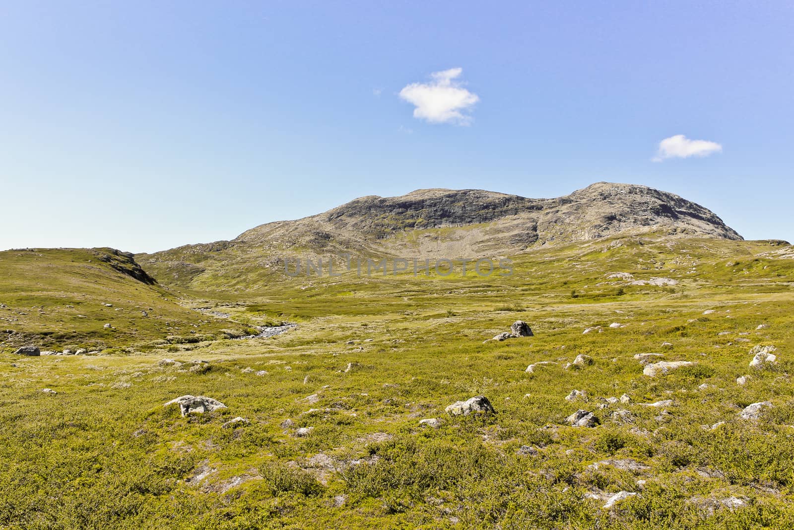 Beautiful Storebottåne river, vavatn lake and mountains. Hemsedal, Norway. by Arkadij