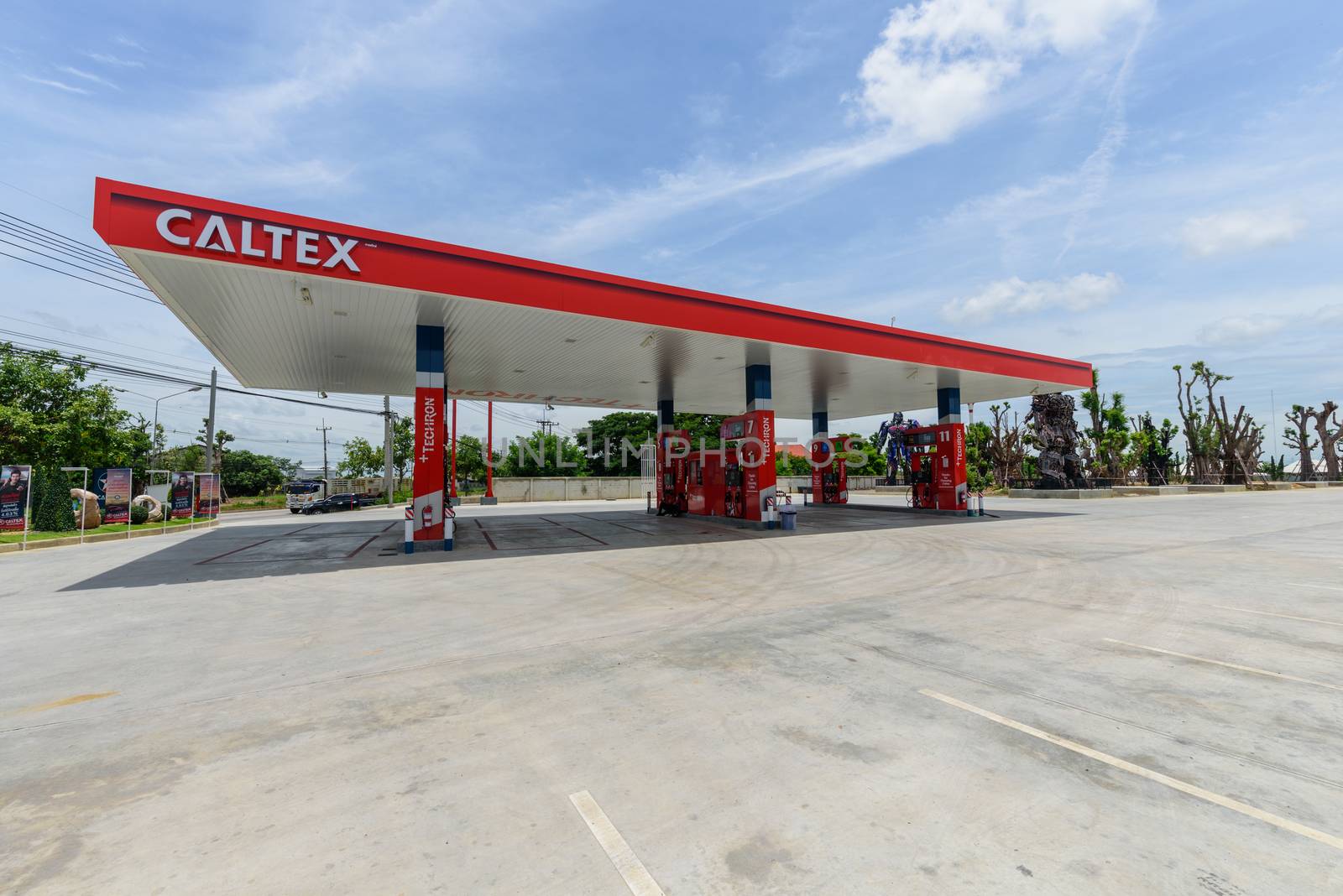 NakhonPathom , Thailand -  6  August, 2020 : New Caltex petrol station in NakhonPathom KM.14
