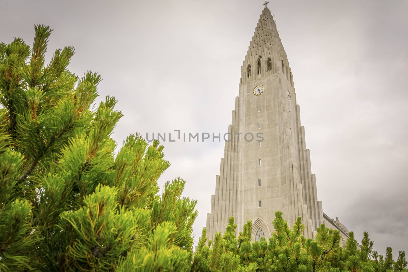 Reykjavik, Iceland, July 2019: Hallgrimskirkja or church of Hallgrimur, Lutheran parish church, by state architect Guðjón Samúelsson. Tallest building in Iceland.