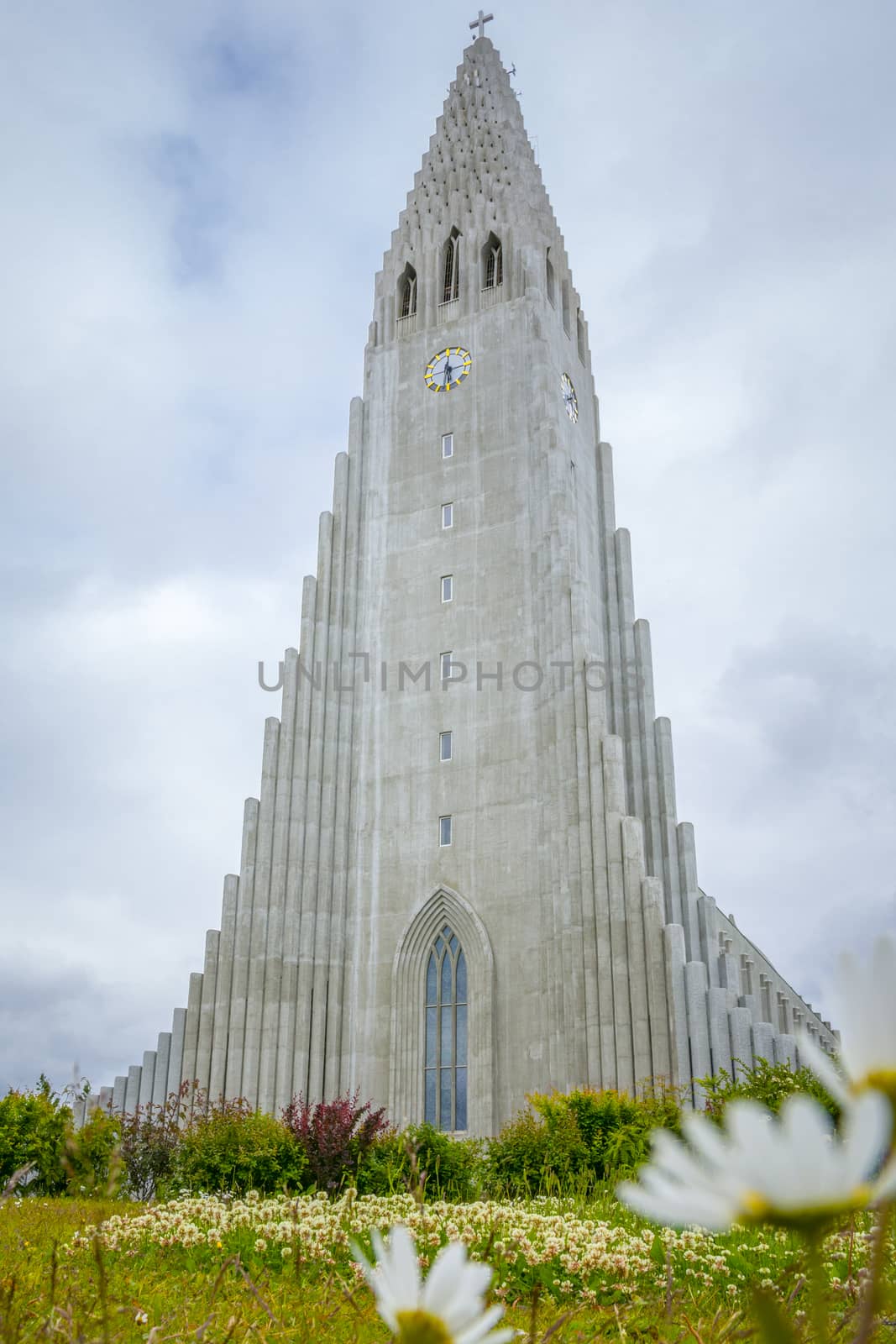 Reykjavik, Iceland, July 2019: Hallgrimskirkja or church of Hallgrimur, Lutheran parish church, by state architect Guðjón Samúelsson. Tallest building in Iceland.