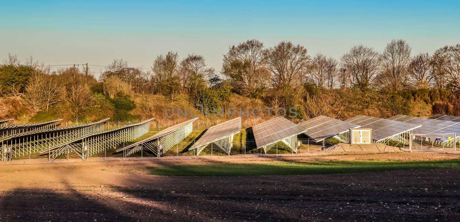 Generating clean energy with solar modules in a big park in nort by MP_foto71