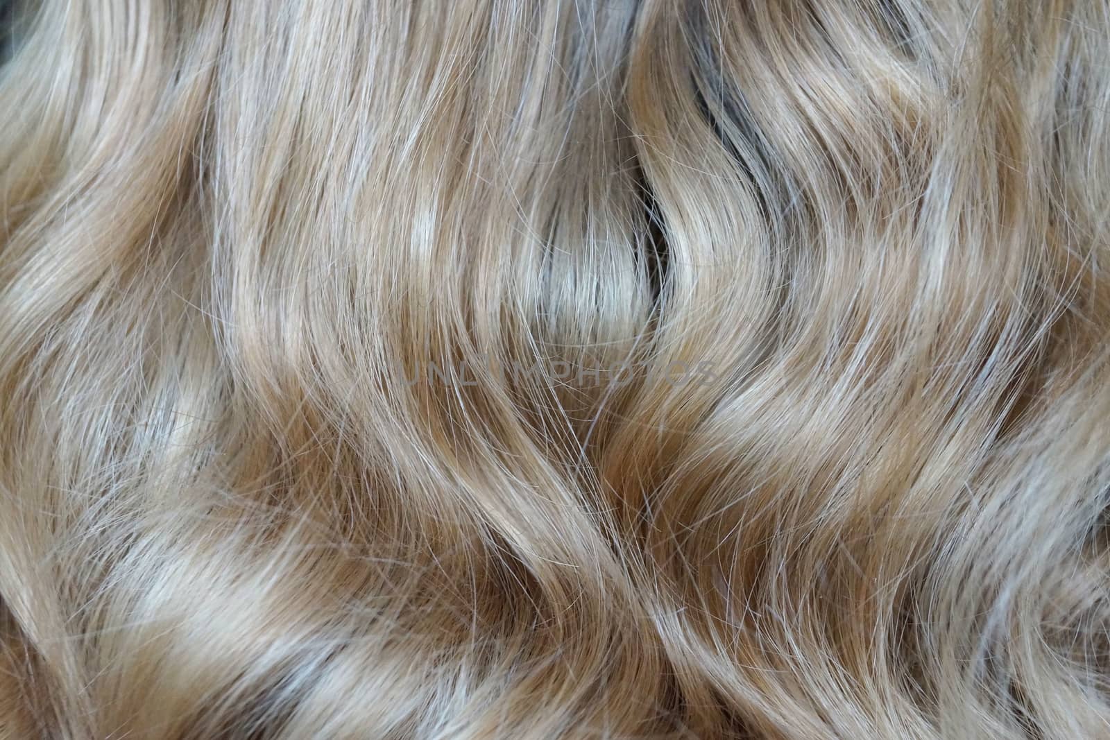 light blond wavy hair close up for background by Annado