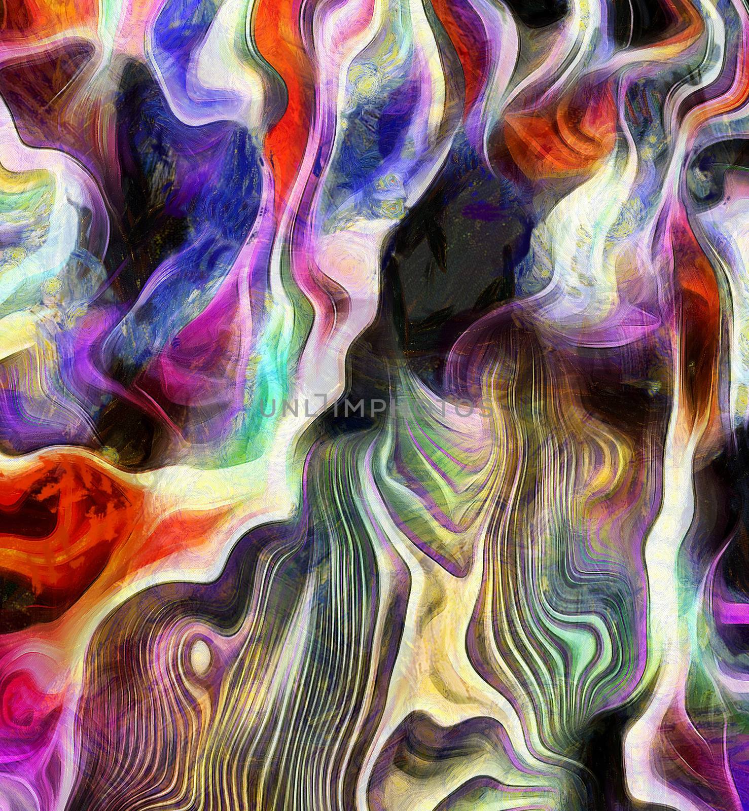 Abstract of colors and lines. Purple is main color. 3D rendering.