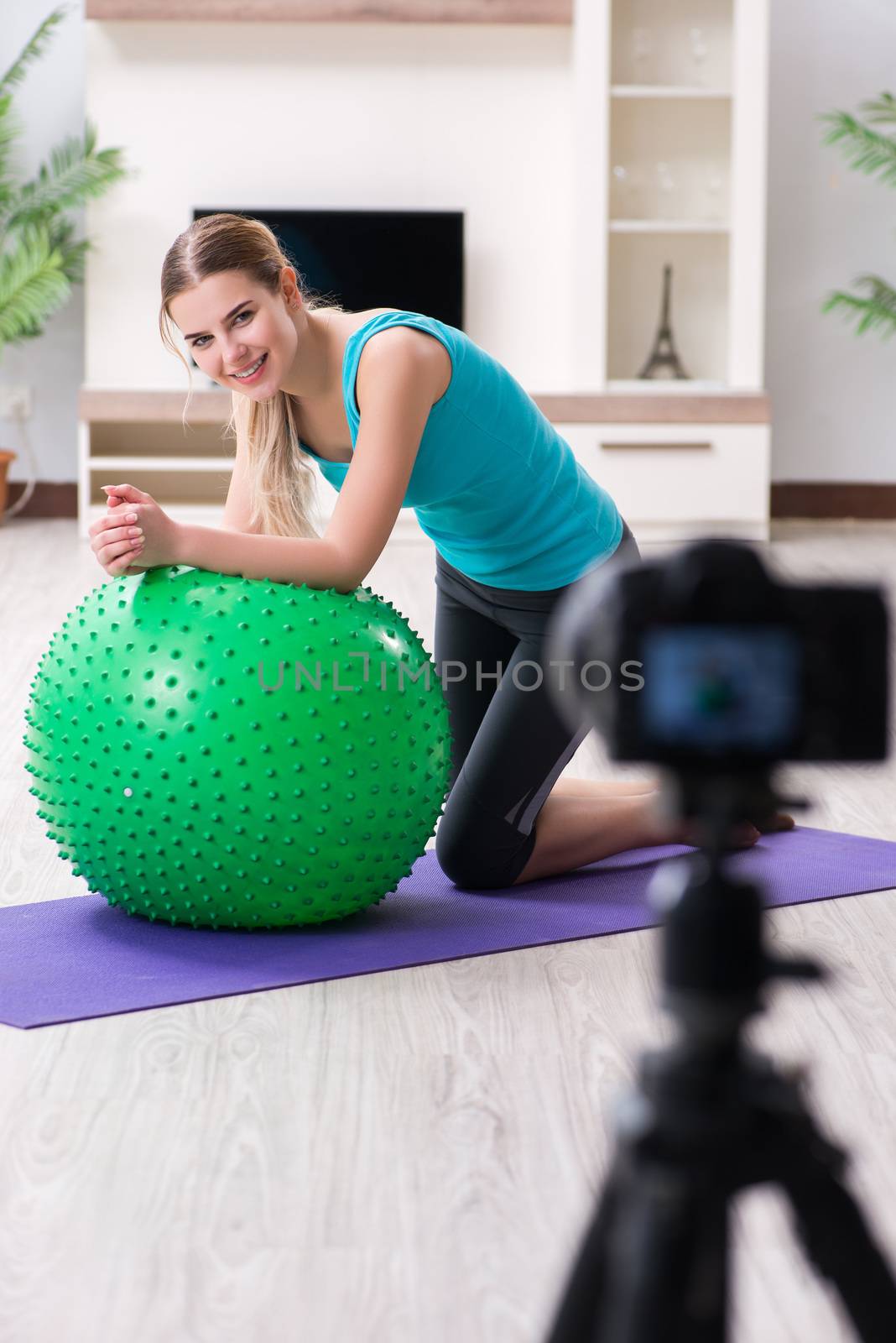 Sport blogger recording video for vlog