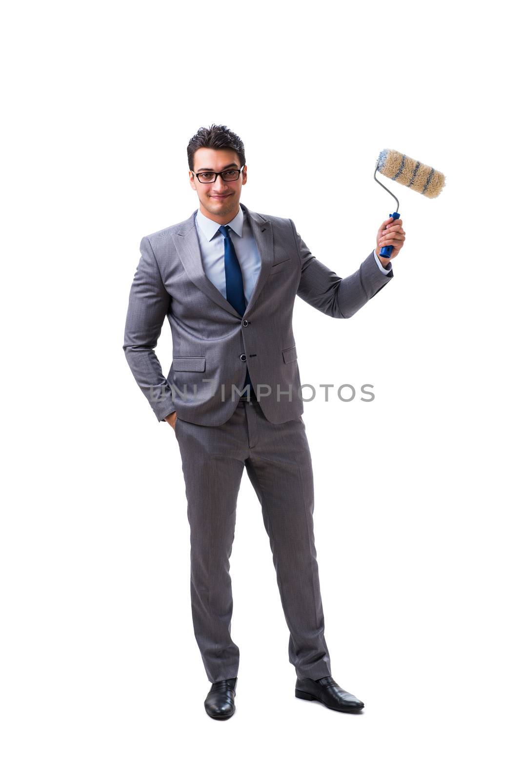 Businessman painter isolated on white background