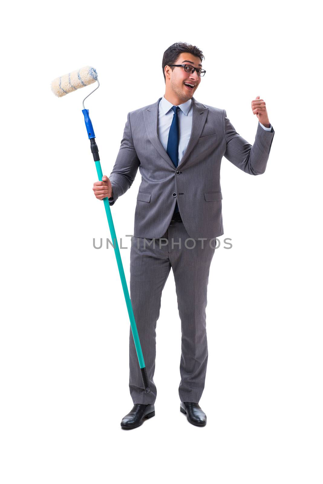 Businessman painter isolated on white background