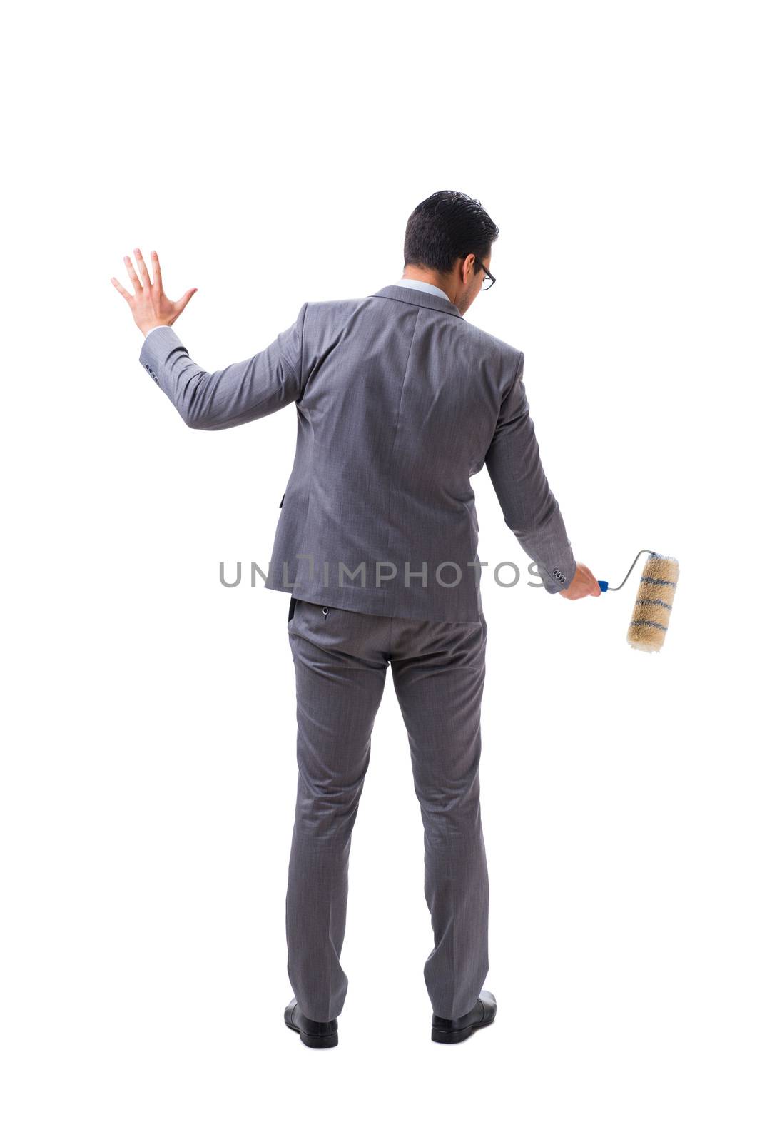 Businessman painter isolated on white background