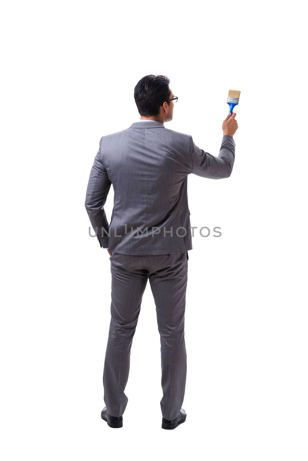 Businessman painter isolated on white background