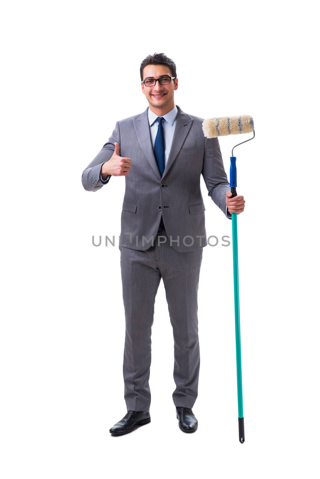 Businessman painter isolated on white background
