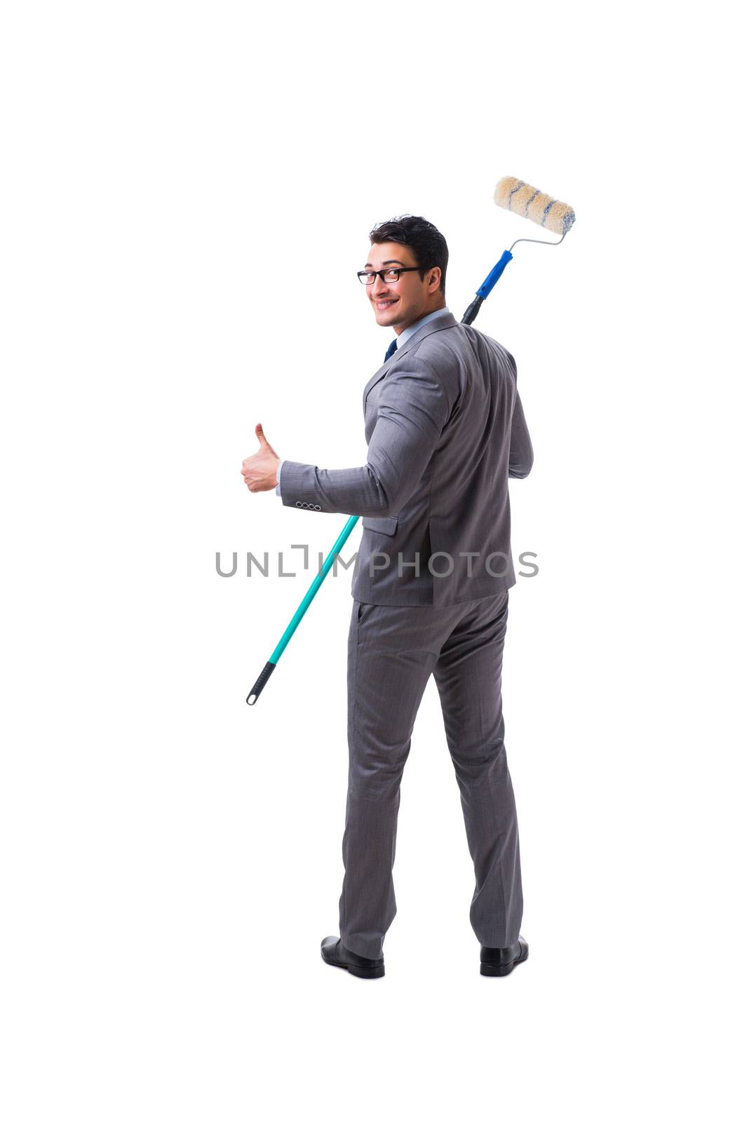 Businessman painter isolated on white background