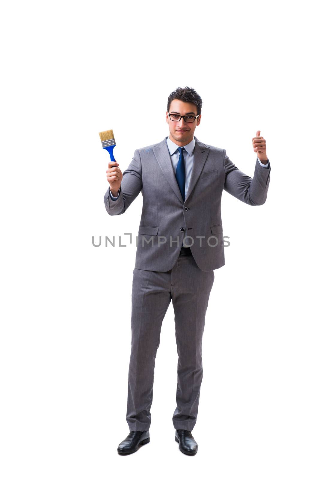 Businessman painter isolated on white background