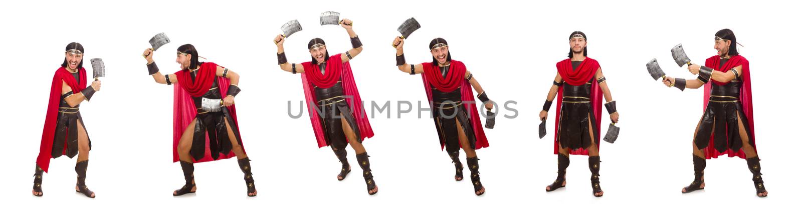 Gladiator with cleaver isolated on white