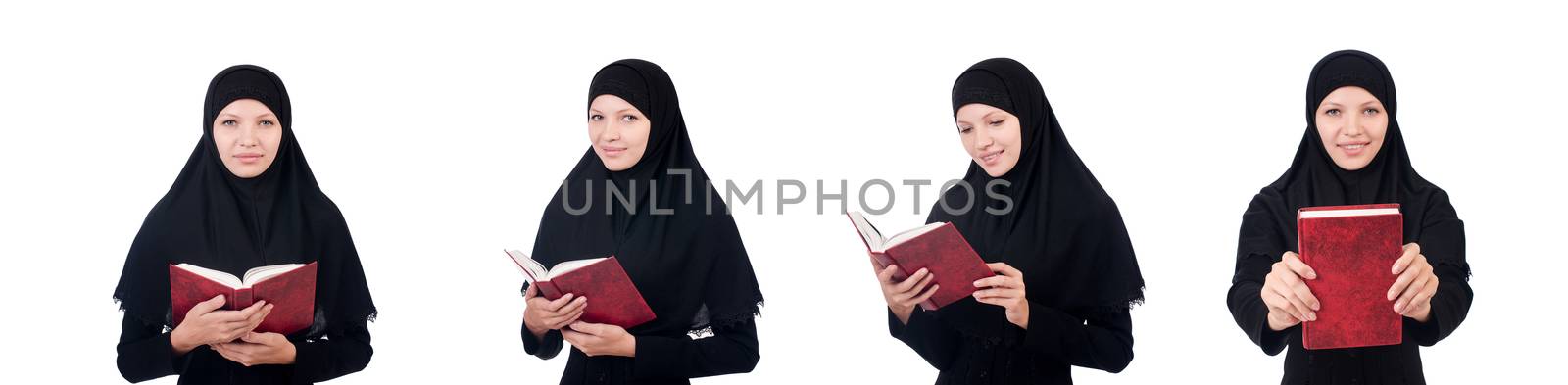 Young muslim female student with books