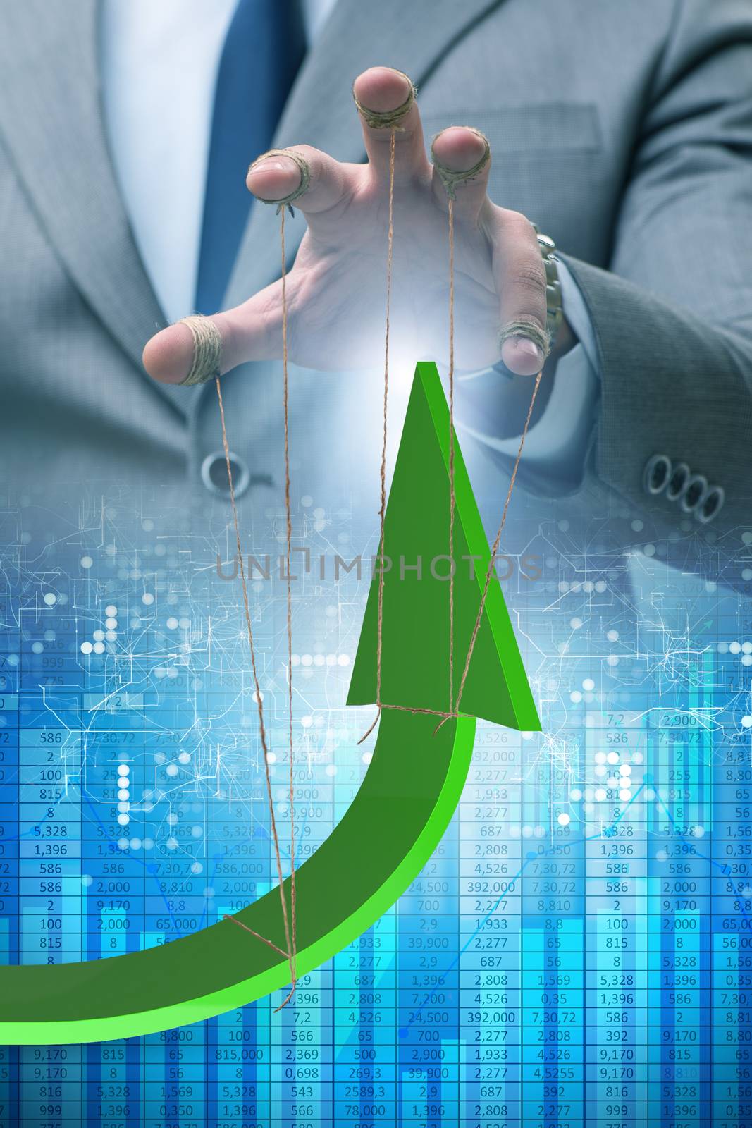Hand supporting the growth chart line