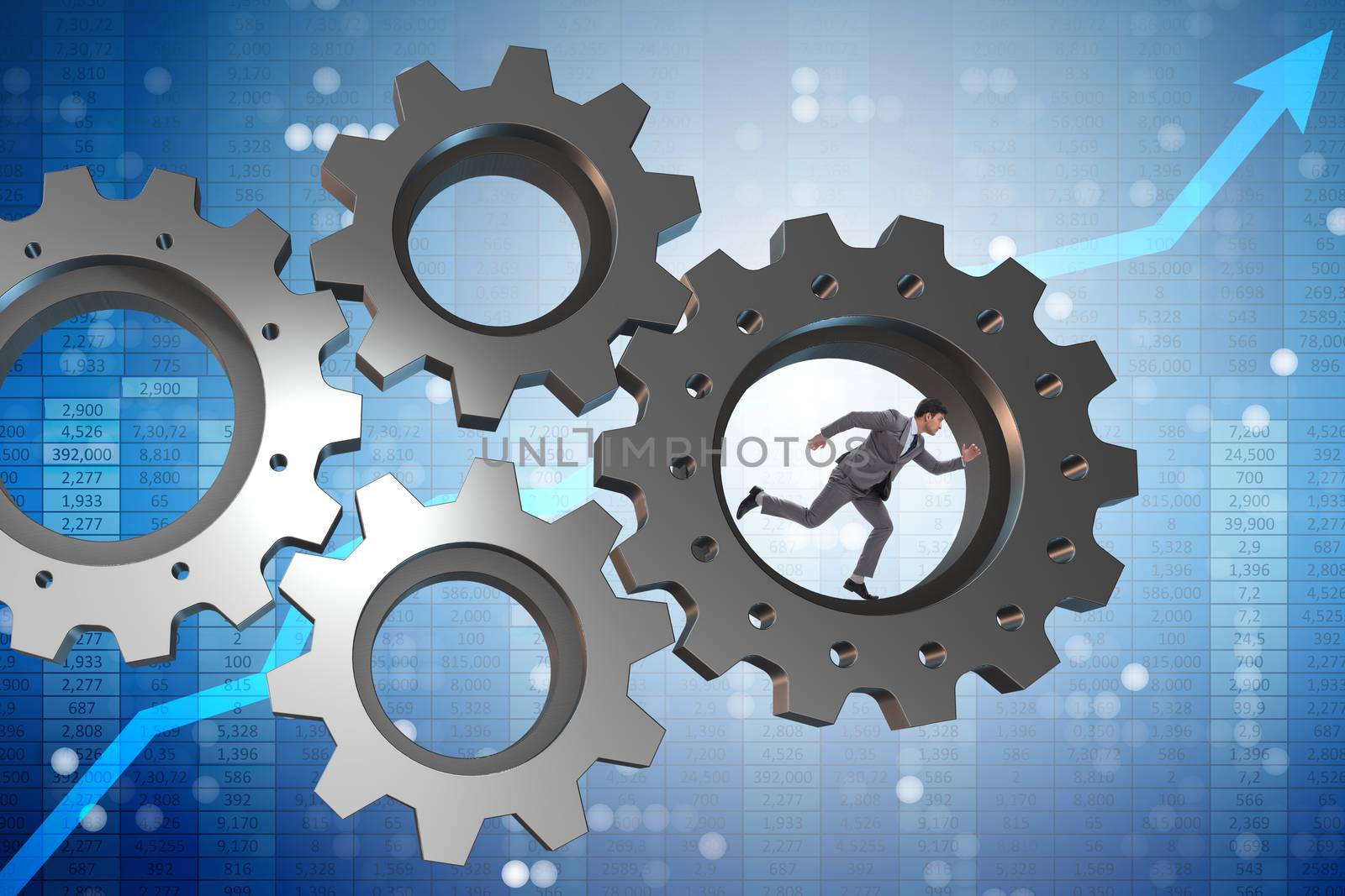 Teamwork concept with cogwheels and business people by Elnur