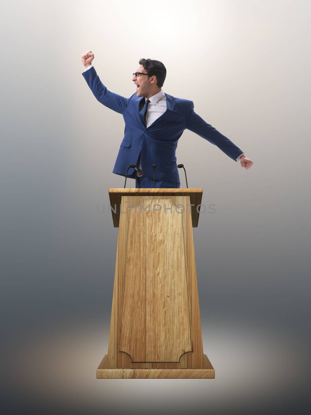 Businessman making a speech in business concept by Elnur