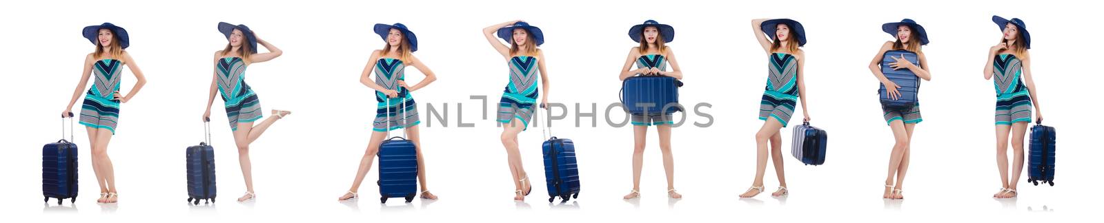 Woman going to summer vacation isolated on white by Elnur