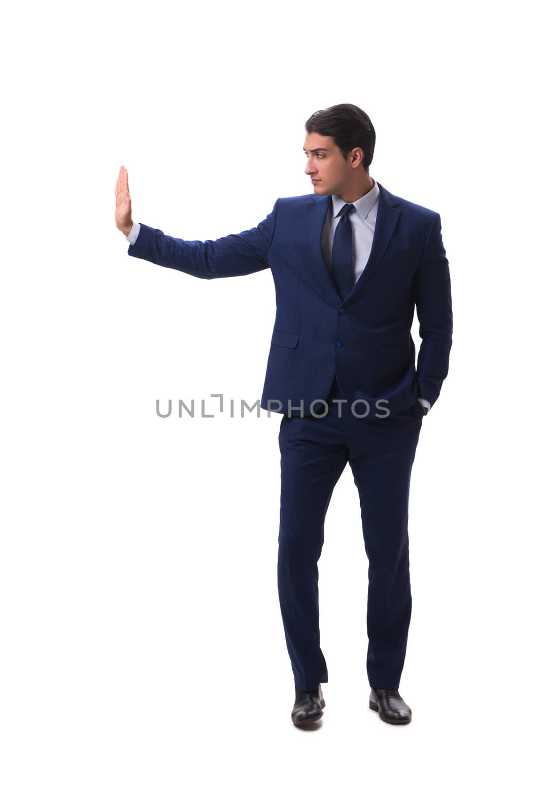 Young businessman isolated on white background 