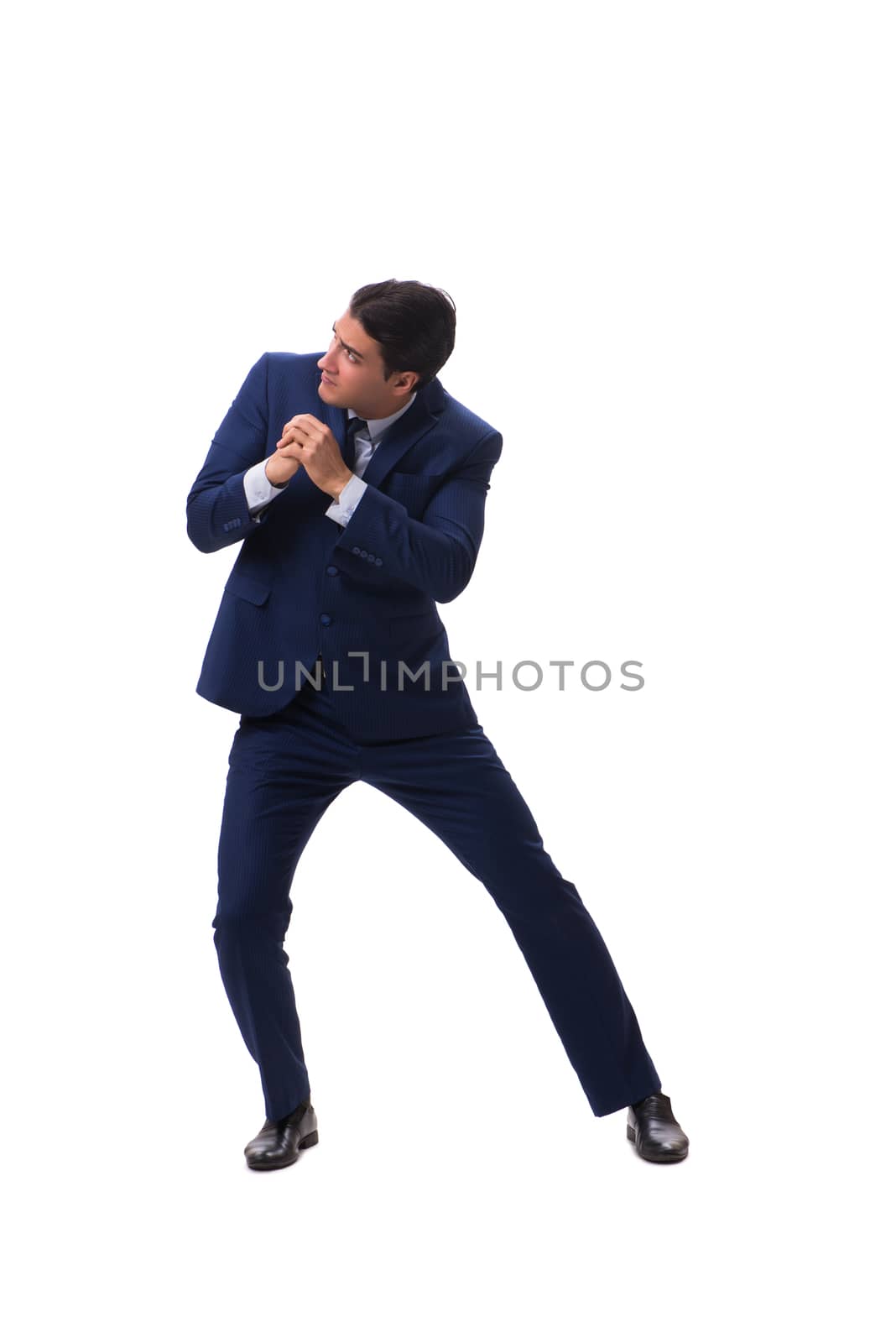 Young businessman isolated on white background 