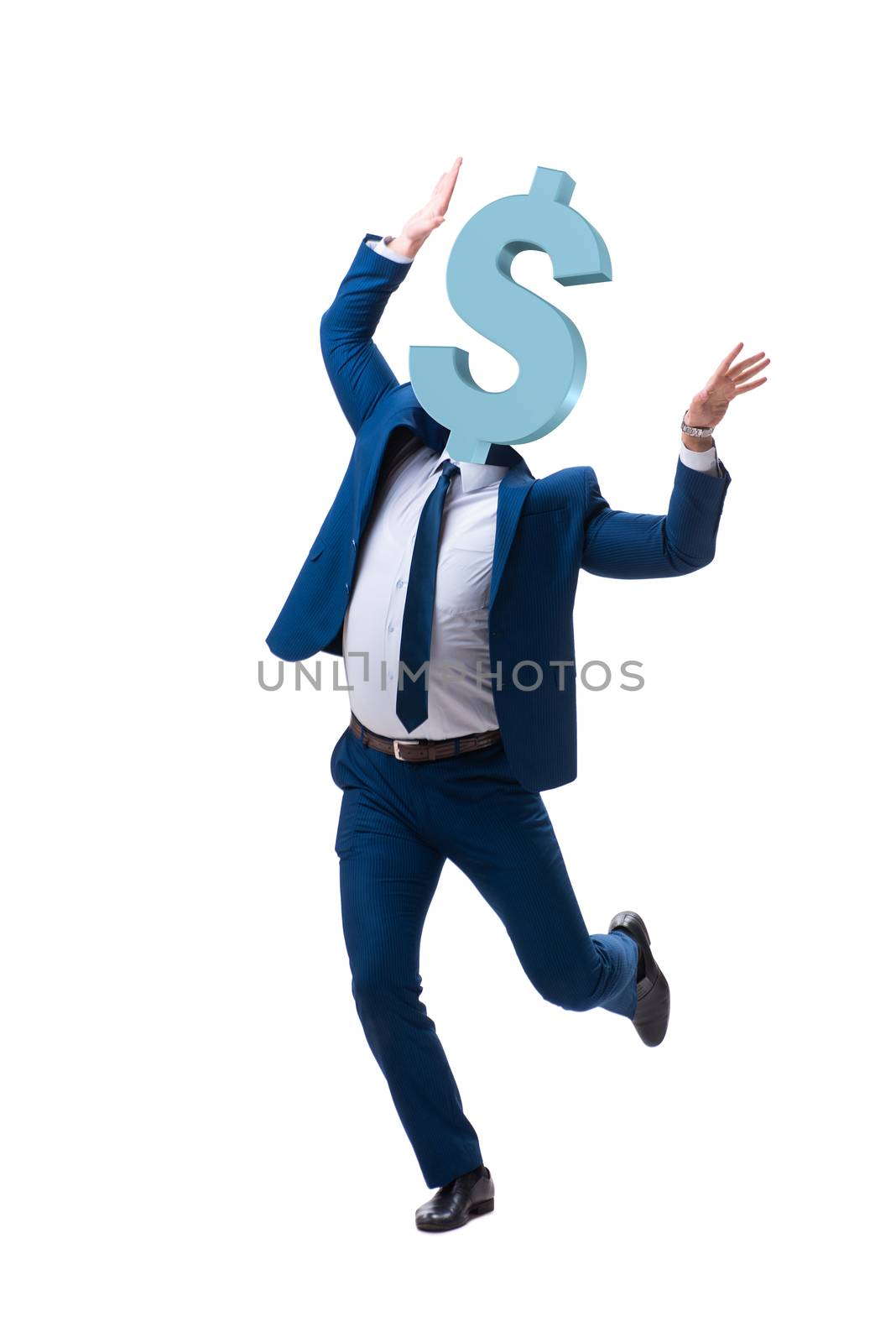 Businessman with dollar sign instead of head