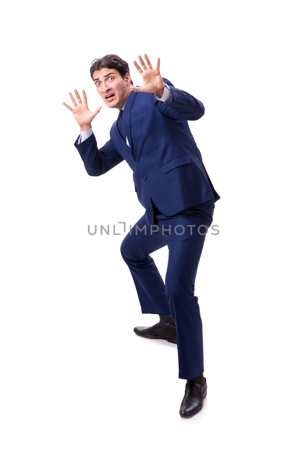 Young businessman isolated on white background 