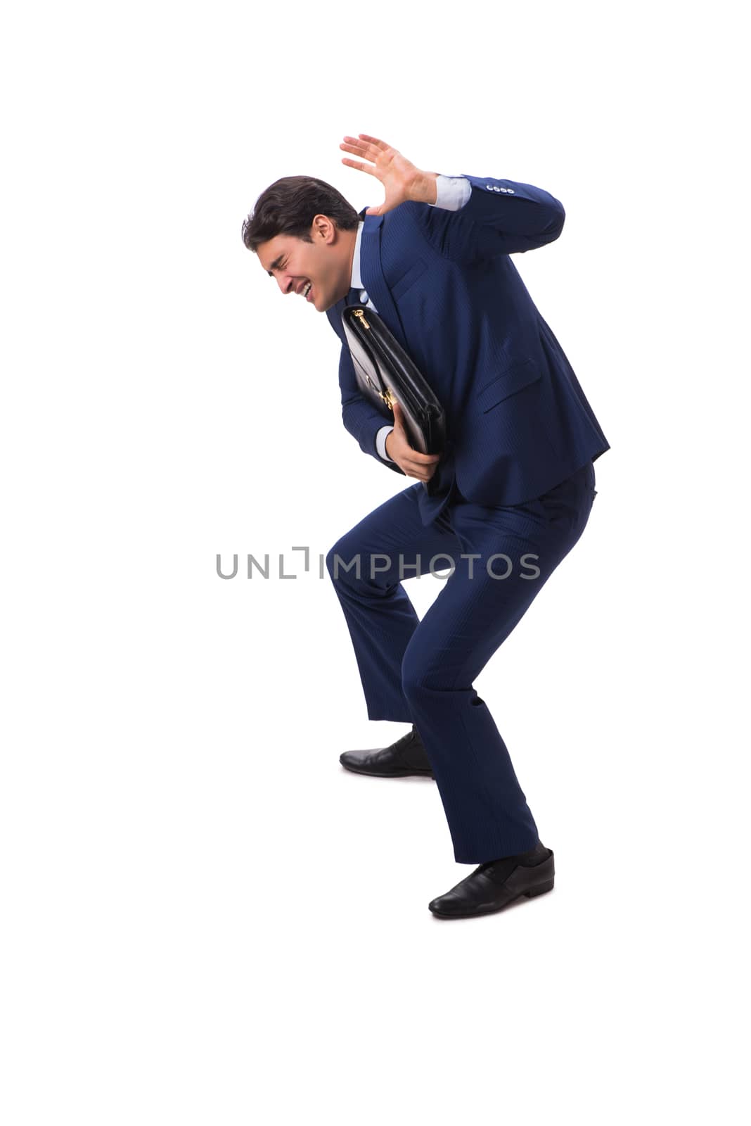 Young businessman isolated on white background 