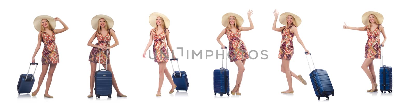 Woman going to summer vacation isolated on white by Elnur